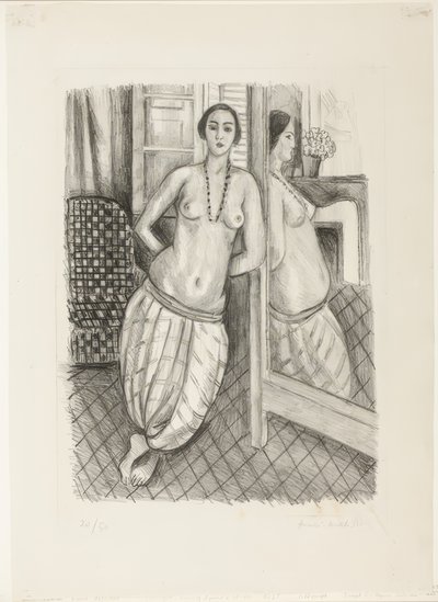 Odaliska w pasiastych spodniach, odbita w lustrze autorstwa Henri Matisse