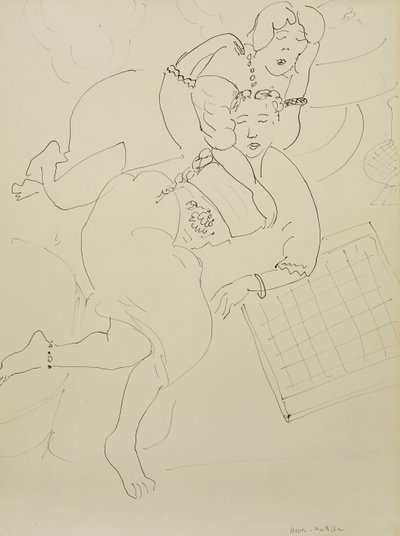 Odaliski z szachownicą, ok. 1928 (pióro i czarny tusz na papierze) autorstwa Henri Matisse