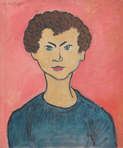 Portret z kręconymi włosami, morski niebieski sweter autorstwa Henri Matisse