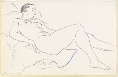 Leżący akt kobiecy (czarno-biała kreda na papierze) autorstwa Henri Matisse