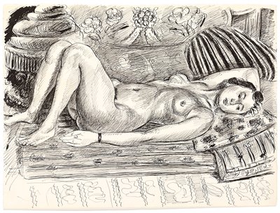 Leżący akt na brasero, ok. 1926-1927 (pióro i tusz indyjski na papierze) autorstwa Henri Matisse