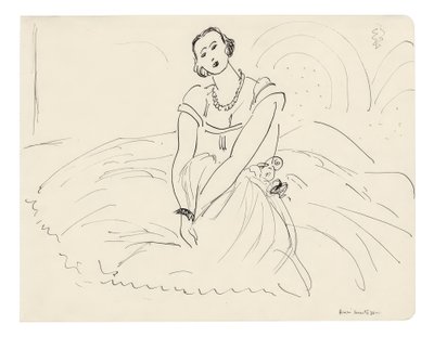 Siedząca kobieta w sukience z pełną spódnicą autorstwa Henri Matisse