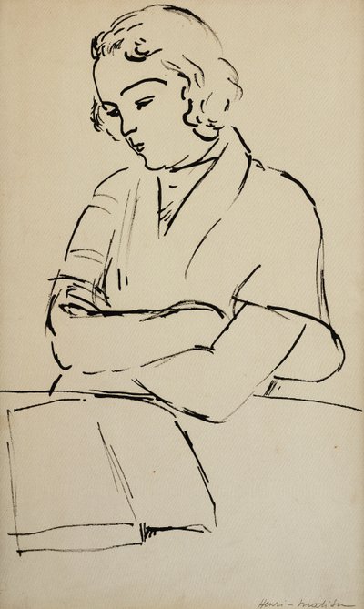 Kobieta czytająca, ok. 1922 (pióro i czarny tusz na papierze) autorstwa Henri Matisse