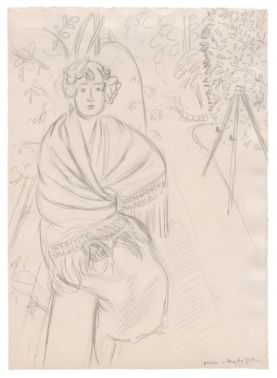 Kobieta z szalem, w ogrodzie autorstwa Henri Matisse
