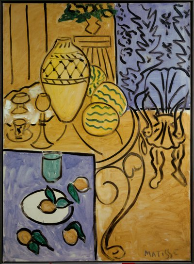 Żółte i niebieskie wnętrze 1946 (olej na płótnie) autorstwa Henri Matisse