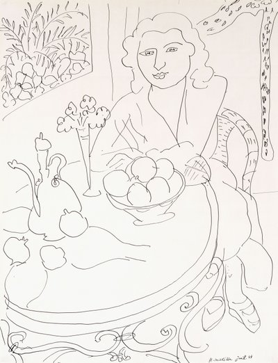 Młoda kobieta przy stole autorstwa Henri Matisse
