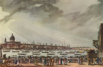 „Kondukt pogrzebowy Lorda Nelsona drogą wodną ze szpitala Greenwich do Whitehall, 9 stycznia 1806 r. autorstwa Henri Merke