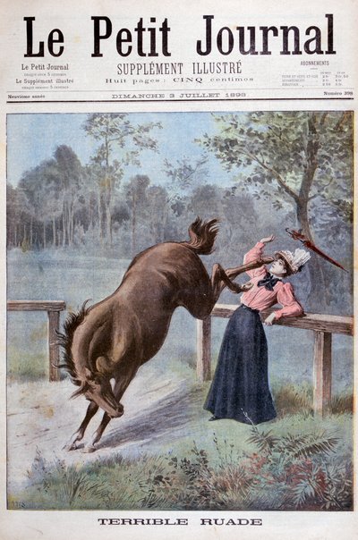 Koń kopnął młodą kobietę, 1898 autorstwa Henri Meyer