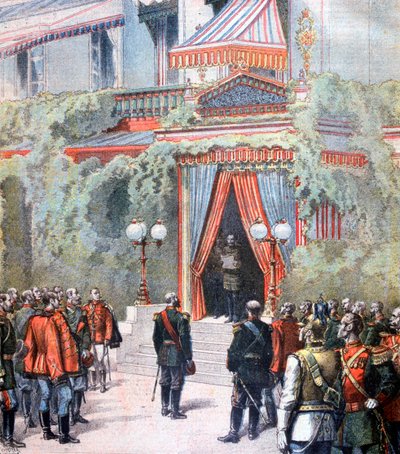 Ogłoszenie o stanie zdrowia cara Rosji Aleksandra, Pałac Liwadyjski, Sankt Petersburg, Rosja, 1894 autorstwa Henri Meyer