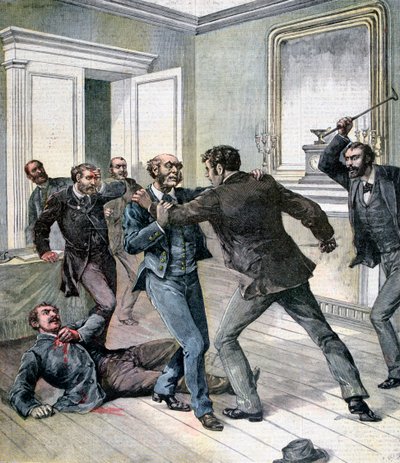 Atak w biurze prefektury Sekwany, Paryż, 1892 autorstwa Henri Meyer