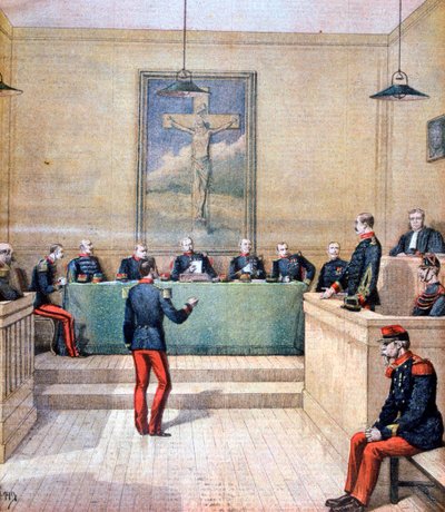 Kapitan Dreyfus przed sądem wojennym, 1894 autorstwa Henri Meyer