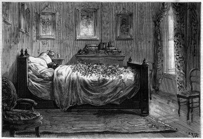 Śmierć Leona Gambetty (1838-1882) Francuskiego polityka - Izba Pogrzebowa - w „The Illustrous Journal” z 1883 r. - Rysunek Henri Meyera (1844-1899) autorstwa Henri Meyer
