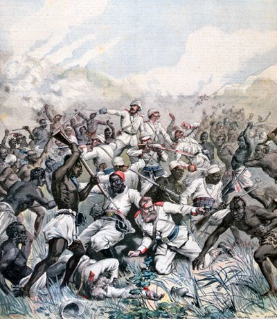 Zniszczenie niemieckiej wyprawy w Afryce, 1891 autorstwa Henri Meyer