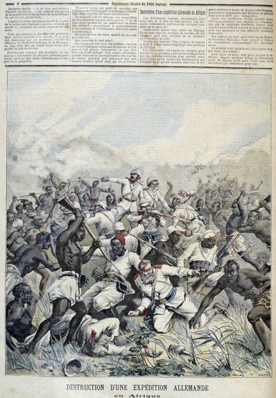 Zniszczenie niemieckiej wyprawy do Afryki - w „Le Petit Journal” z 10.03.1891 r. autorstwa Henri Meyer