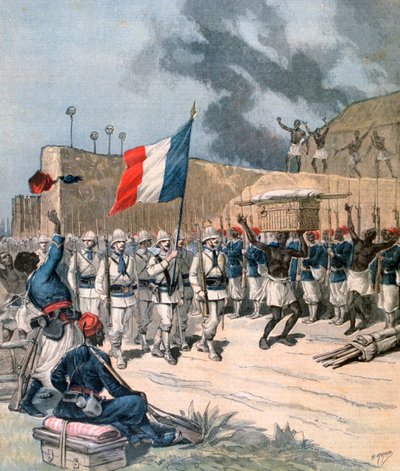 Wkroczenie armii francuskiej do Abomey, Dahomey, Afryka, 1892 autorstwa Henri Meyer