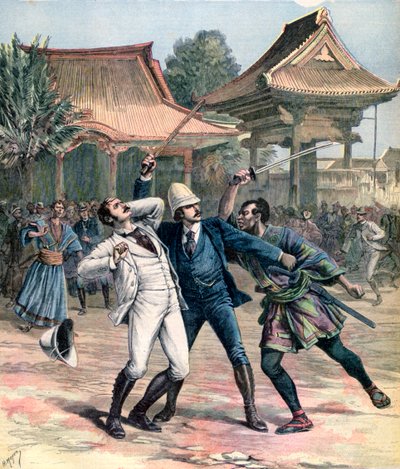 Nieudany zamach na carewicza Mikołaja Rosji, Otsu, Japonia, 1891 autorstwa Henri Meyer