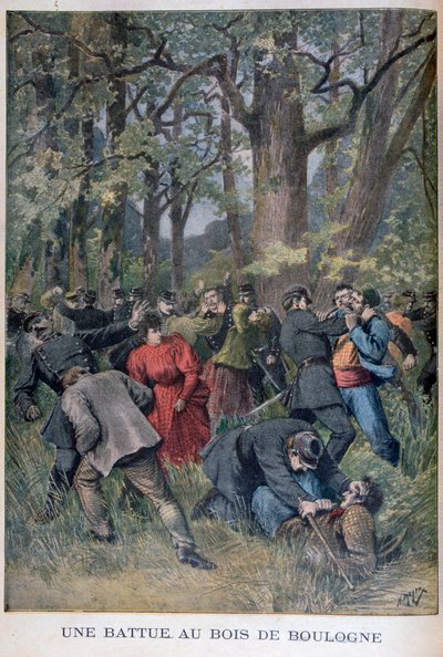 Walka między żandarmami i cywilami w Bois de Boulogne, Paryż, 1895 autorstwa Henri Meyer