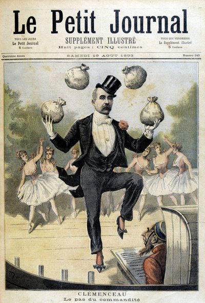 Georges Clemenceau żonglujący funtami - w „Le Petite Journal” z 19.08.1893 autorstwa Henri Meyer