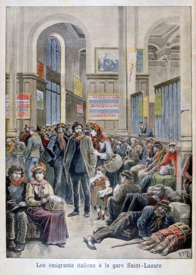 Włoscy emigranci na Gare Saint-Lazare, Paryż, 1896 autorstwa Henri Meyer