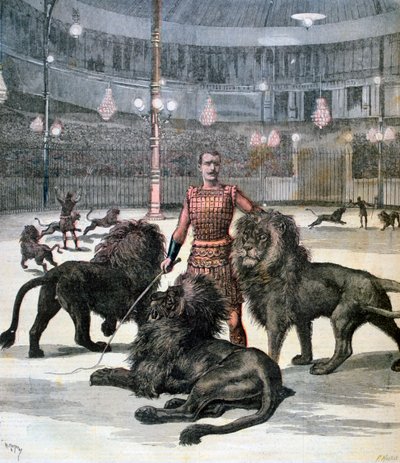 Oswajanie lwa na Lhipodromie, Paryż, 1891 autorstwa Henri Meyer