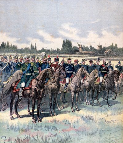 Przegląd wojskowy z generałem Saussierem i zagranicznymi attache wojskowymi, 14 lipca 1891 r. autorstwa Henri Meyer