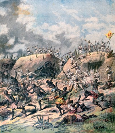 Francuski atak na Kanę, Dahomej, Afryka, 1892 autorstwa Henri Meyer