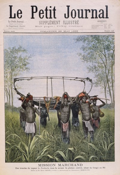 Misja Marchand podróżująca z Konga do Nilu, z Le Petit Journal, 28 maja 1899 r. autorstwa Henri Meyer