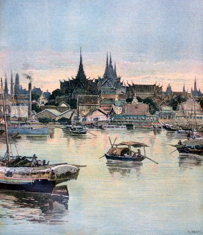 Widok na Bangkok, 1893 autorstwa Henri Meyer