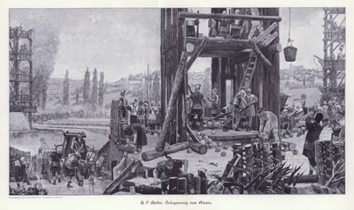 Oblężenie Alezji, Galii, 52 pne, Ilustracja ze Sztuki Współczesnej w Mistrzowskich Drzeworytach (Richard Bong, Berlin, ok. 1904 (rycina) autorstwa Henri Paul (after) Motte