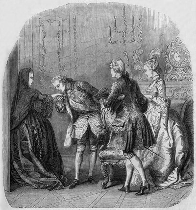 Księżniczka Lamballe, król Ludwik XV, Ludwik de Richelieu, hrabina Jeanne du Barry autorstwa Henri Philippoteaux