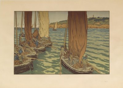 Wypłynięcie łodzi w Tréboul autorstwa Henri Rivière