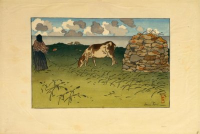 Kobieta i krowa, Pointe de la Haye (Saint-Briac) autorstwa Henri Rivière