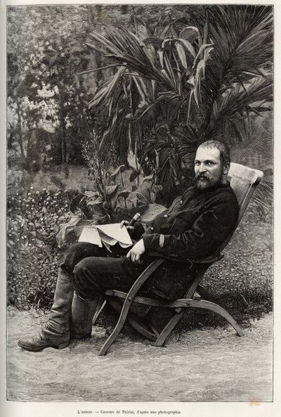 Portret autora dr Charles Edouard Hocquard (1853-1911), kierunek medyczny I klasy. Grawerowanie autorstwa Thiriata, aby zilustrować historię „Trente mois au Tonkin” autorstwa dr. Charlesa Edouarda Hocquarda (1853-1911), w 1885 r. w Le tour du monde, nouvea autorstwa Henri Thiriat