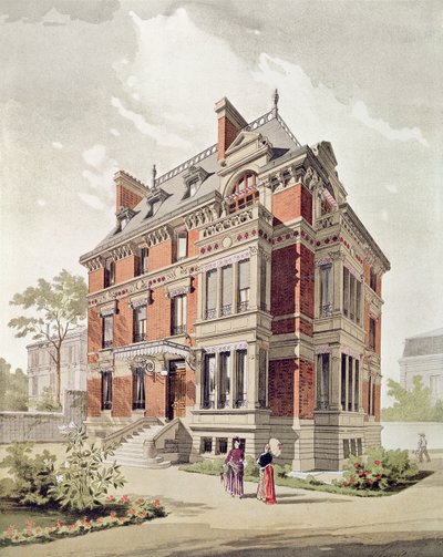 Projekt willi, koniec XIX w. (tusz i gwasz na papierze) autorstwa Henri Toussaint