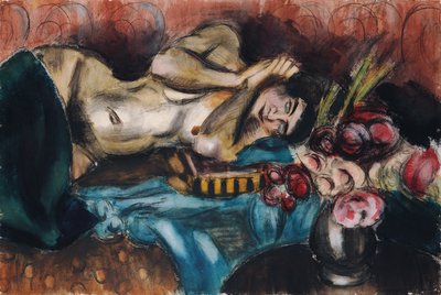 Półnagi z bukietem róż autorstwa Henri Victor Gabriel Le Fauconnier