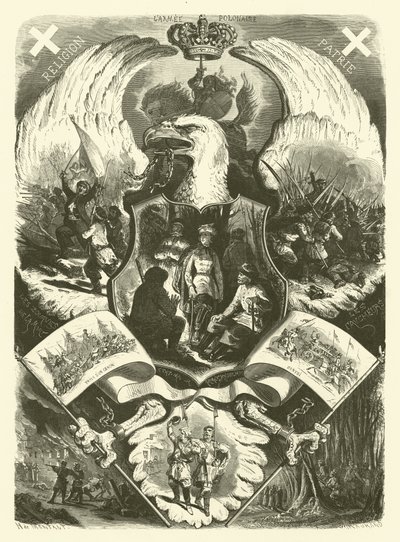 Żołnierze i umundurowanie Wojska Polskiego w okresie powstania 1863-1864 przeciw zaborowi rosyjskiemu (rycina) autorstwa Henri de (after) Montaut
