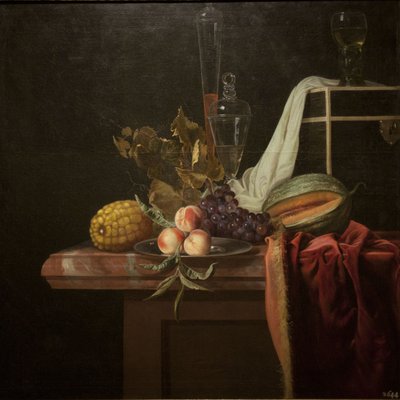 Martwa natura ze szkłem i owocami, ok. 1675 autorstwa Henri de Fromantiou