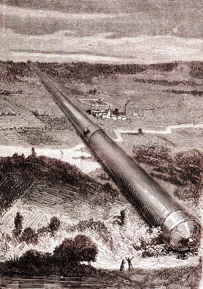 Gigantyczny kosmiczny pistolet J. T. Mastona, „Od Ziemi do Księżyca” Juliusza Verne’a autorstwa Henri de Montaut