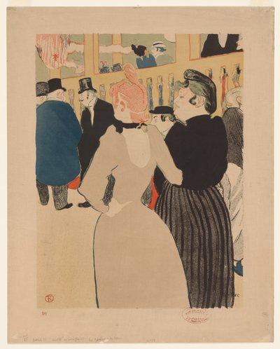 W Moulin Rouge: La Goulue i jej siostra autorstwa Henri de Toulouse-Lautrec
