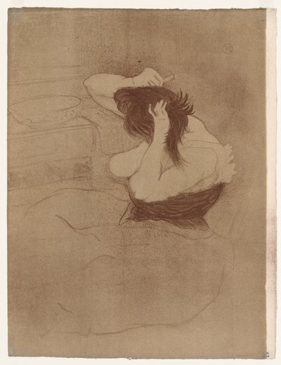 Elles: Kobieta czesząca włosy autorstwa Henri de Toulouse-Lautrec