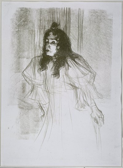 Portret May Belfort (May Egan) z dwiema postaciami i fortepianem Miss May Belfort (tytuł oryginalny) autorstwa Henri de Toulouse Lautrec (signed by artist)