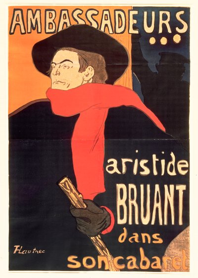 Ambasadorzy: Aristide Bruant, 1892 autorstwa Henri de Toulouse Lautrec