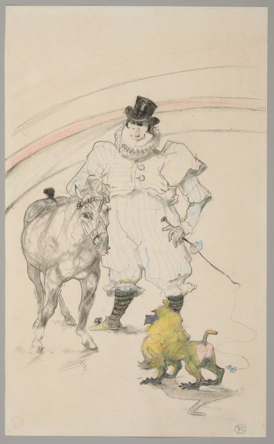 W cyrku: tresowany kucyk i pawian autorstwa Henri de Toulouse-Lautrec