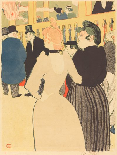W Moulin Rouge, la Goulue i jej siostra autorstwa Henri de Toulouse Lautrec