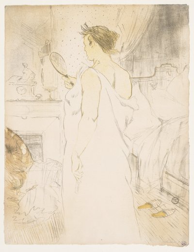 Elles: Kobieta z ręcznym lusterkiem autorstwa Henri de Toulouse Lautrec