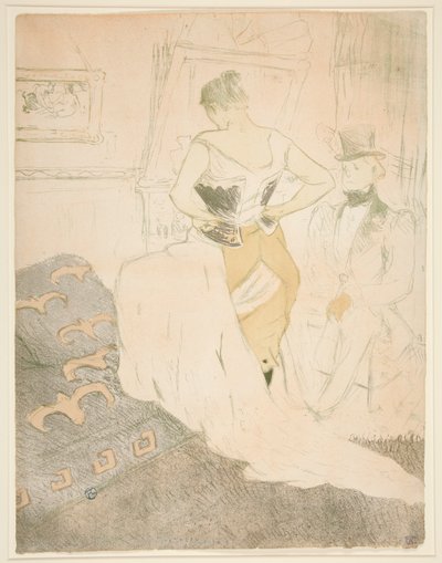 Femme en corset, conqu?te de passage (Kobieta mocująca gorset, Przemijający podbój), z serii Elles autorstwa Henri de Toulouse-Lautrec