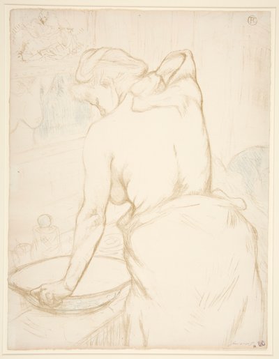 Femme qui se lave, la toilette (Kobieta w toalecie, Myjąca się), z serii Elles autorstwa Henri de Toulouse-Lautrec