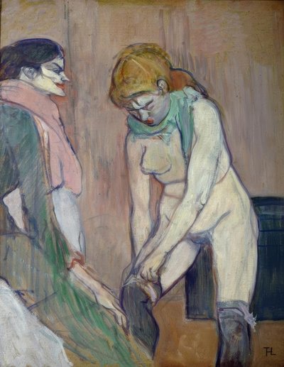 Kobieta ciągnąca pończochy autorstwa Henri de Toulouse Lautrec