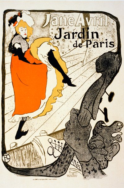Jane Avril w Ogrodzie Paryskim, 1893. autorstwa Henri de Toulouse Lautrec