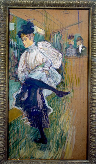 Jane Avril tańcząca Jane Avril (1868-1943) była tancerką Moulin Rouge. Obraz Henri de Toulouse Lautreca (1864-1901) 1891 Nd. 0,85x0,45 m Paryż, musee d
